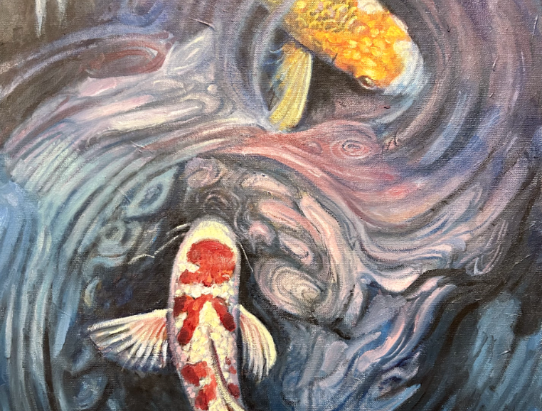 Koi Duo – Oil Painting